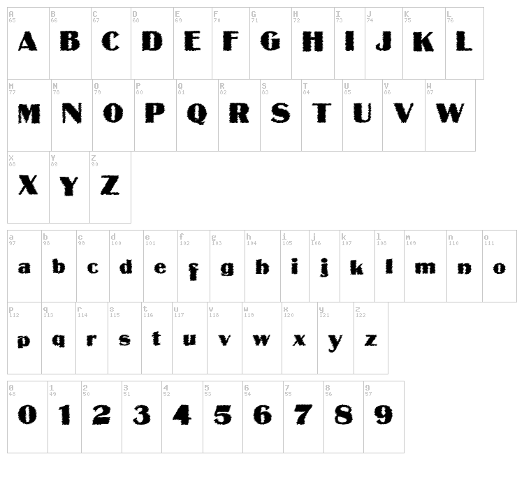 MateusBold font map